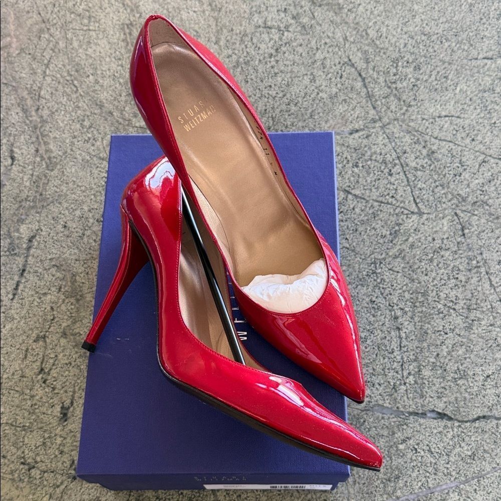 New Stuart Weitzman Red Patent Leather Heels 11.5